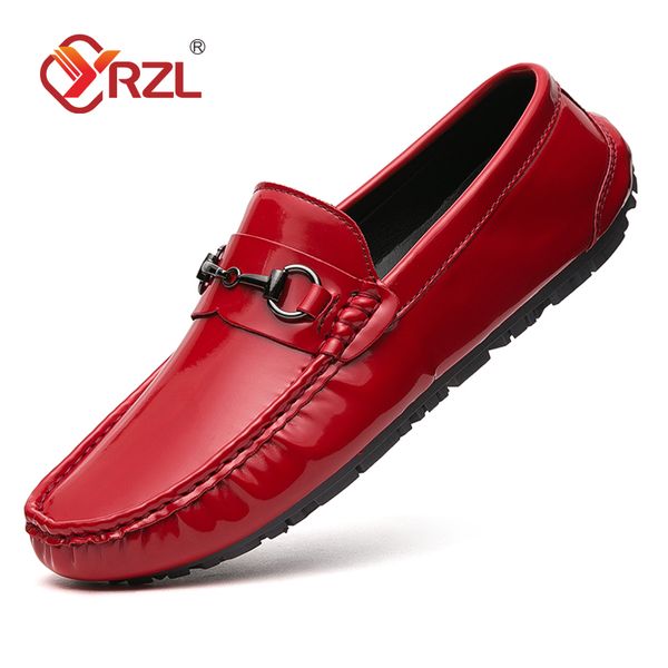 

loafers men 2022 new bright upper leather moccasins casual shoes mens driving shoes outdoor slip on men lazy flats loafers, Black