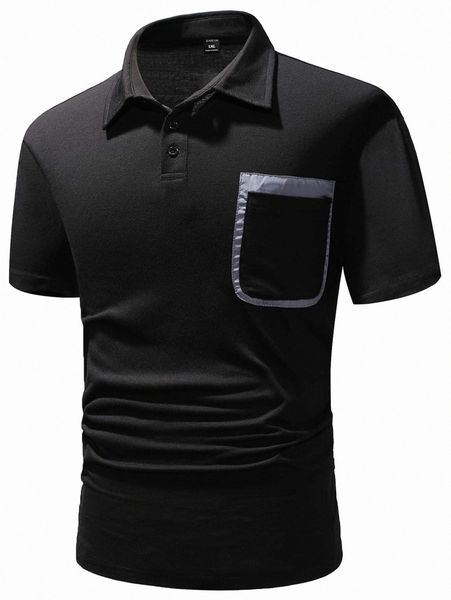 

extended sizes men one pocket front polo shirt g3ag#, White;black