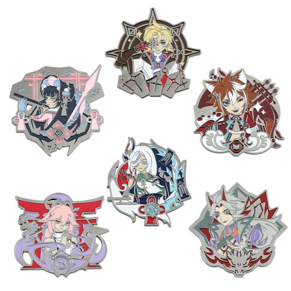 

genshin impact character enamel pins beautiful creative brooch clothes backpack lapel badges fashion jewelry accessories gifts s005, Blue