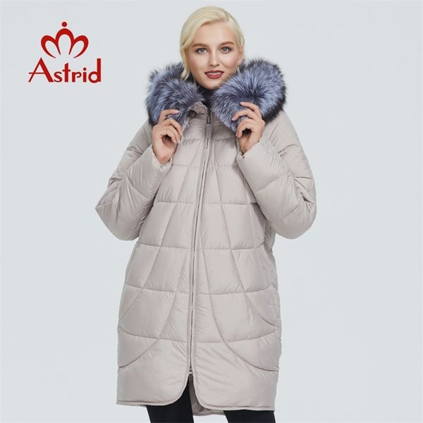 

astrid winter jacket women with fox fur collar design long thick cotton clothing fashion warm women parka ar-9179 lj201021, Black