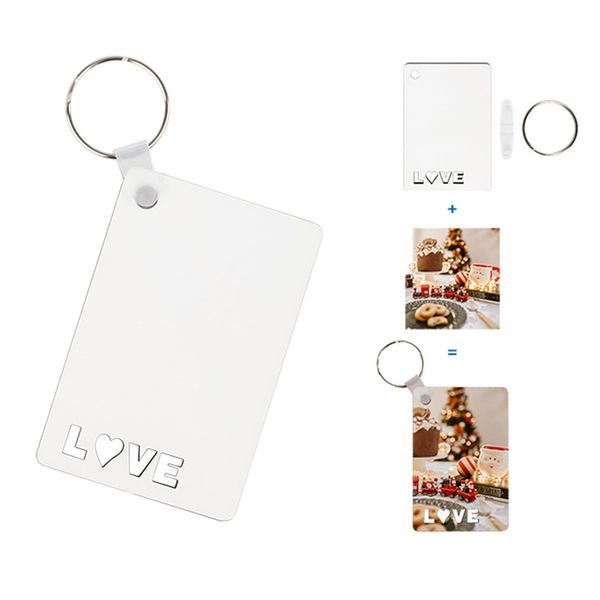 

diy blank sublimation keychain pendant mdf double sided heat transfer keychains luggage decoration keyring birthday gift 75x50x3mm, Silver