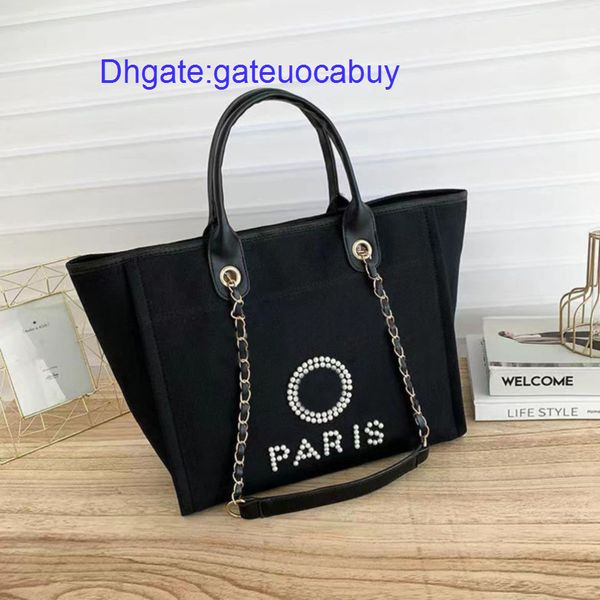 

luxury designers fashion beach bags brand ch women handbags pearl evening bag female canvas portable high-capacity classic trend big handbag, Black;red