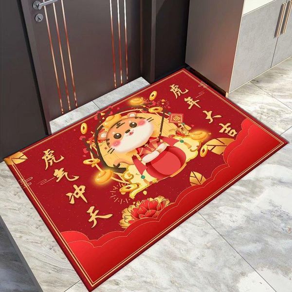 Tappeti Year Of The Tiger Mats Home Zerbino d'ingresso antiscivolo Tappeto Tappetino in stile cinese Tappeto per interni ed esterni Ingresso