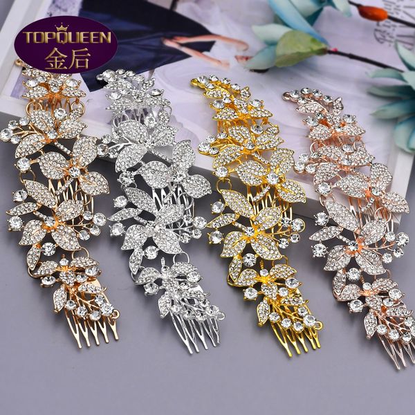 

double end inserting comb diamond tiara baroque crystal bridal headwear crown rhinestone with wedding jewelry hair accessories bridal crowns, Silver