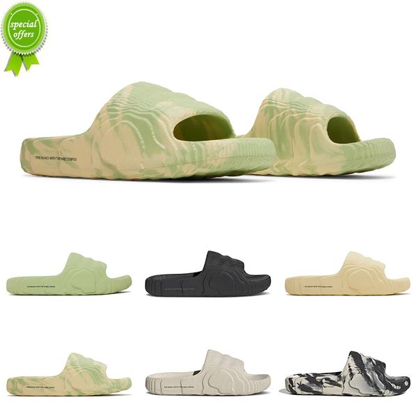

2022 men women slides designer adilette 22 slipper magic lime desert sand green glow orange resin beach shoes outdoor mens slippers, Black