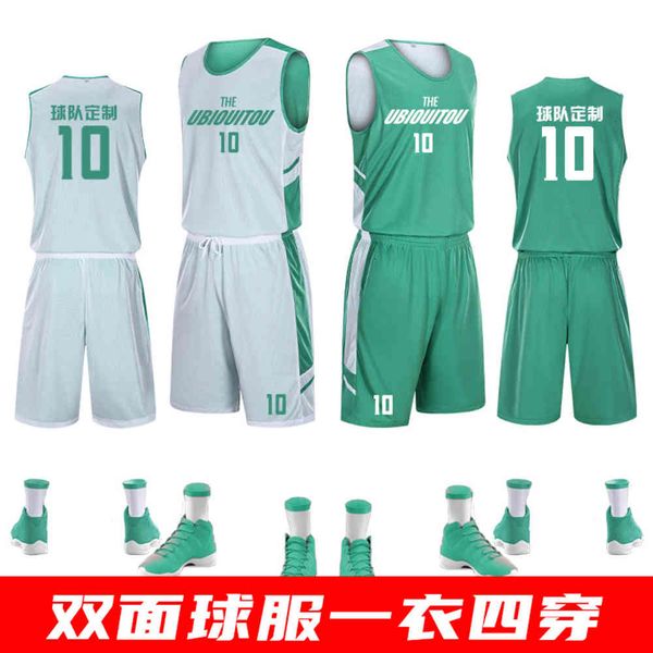 

double sided basketball suit boys' match training sports team uniform no, Gray