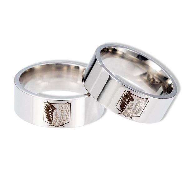 Ataques Ataque ao Titan Ring Survey Corps Logo Wings of Liberty Stainless Steel Ring