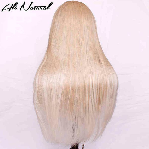 

hair synthetic wigs cosplay blonde lace front synthetic wigs silky straight highlight color t part scalp closure with baby hair 220225, Black