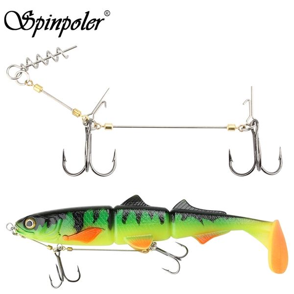 

spinpole stinger fishing rig hook for big shad center pin screw connector set pike bass perch bait barbed sharp treble fish hook 220623