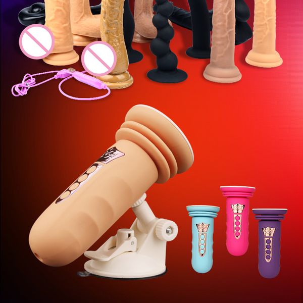 Pene realistico Super Enorme Grande Dildo Macchina Ventosa Masturbazione Femminile Cazzo Vibrazione Telescopica Automatica