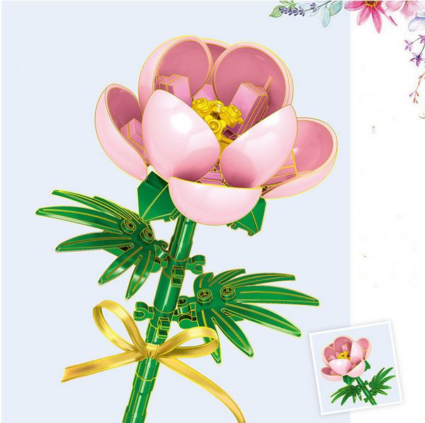 

wholesale shipment all items wi bouquets series flowers kits saffron hibiscus bonsai building blocks moc plants model bricks kids diy toys g