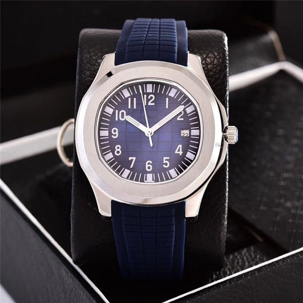 

classic mens automatic mechanical watch blue red rubber, Slivery;brown