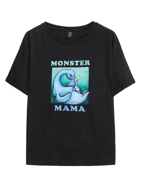 

x desimiss letter & cartoon graphic drop shoulder tee y0uv#, White