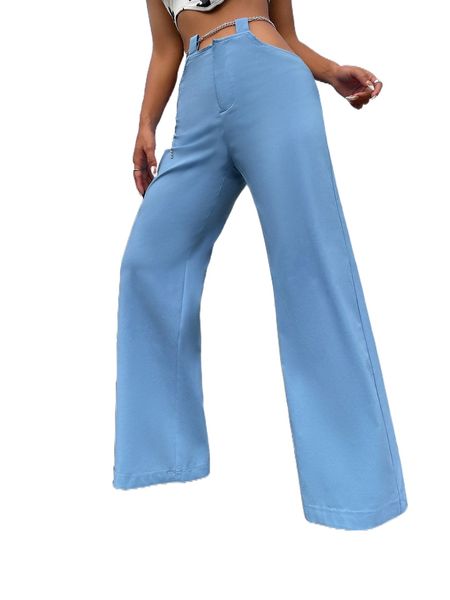 

c.hain detail c.ut o.ut p.ants k6ev#, Black;white