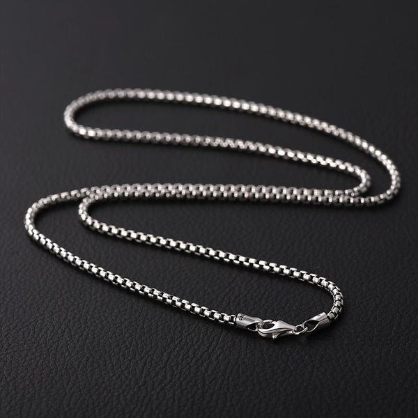 

chains 3mm wide box necklace pendant pure 925 sterling silver men women chain statement jewelry for womenchains
