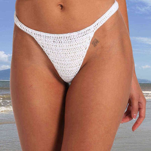 

13 color handmade crochet resilience women bikini pants beach thong see through w220324, Red;black