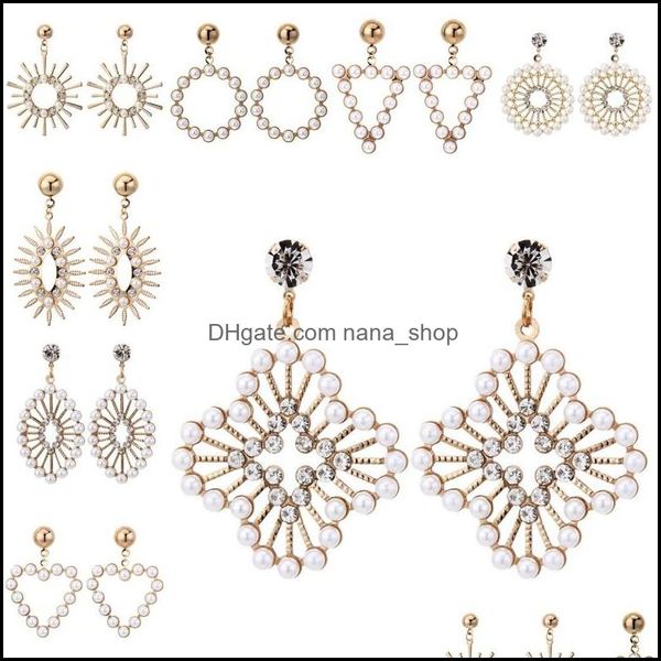 

dangle chandelier earrings jewelry pearl for women handmade temperament vintage wedding crystal drop earring dhmbv, Silver