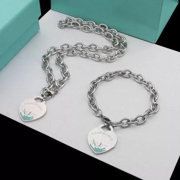 

selling birthday christmas gifts 925 silver heart t necklaces + bracelet set wedding statement jewelry heart pendant necklace bracelets sets