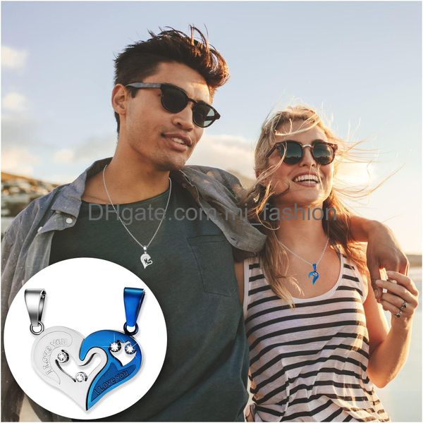 

pendant necklaces govenus couple heart or cat bff friend for girls puzzle friendship 316l stainless steel amjzp, Silver