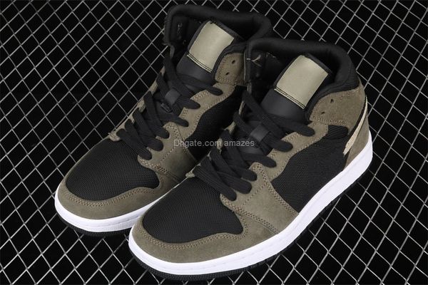 

military 1 mid olive bq6472-030 basketball shoes womens mens size us 4-10 36-44