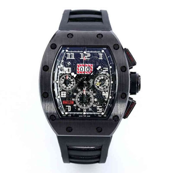 

kv production rm011-03 eta7750 fully functional movement 50mmx40mm carbon fiber casing luxury mens watches designer, Slivery;brown