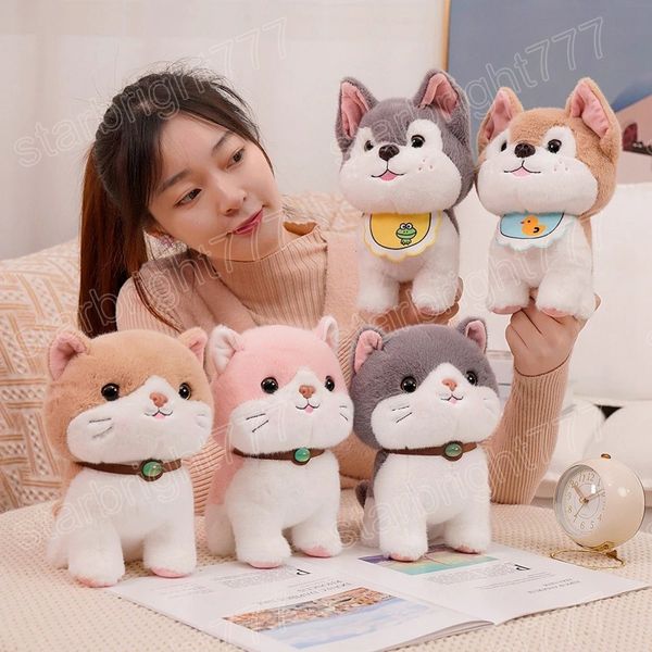 Kawaii Bib собака колокол кошка плюшевые игрушки фаршированные животные кукла моделирование домашних детей мягкие сопровождающие игрушки дома украшения подарки