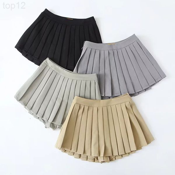 

designer2190a-21 korean version high waist leg length clean face a-line tennis skirt pleated with safety pants short luxurious, White