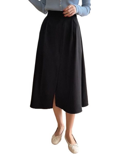 

dazy high waist split thigh skirt 60aa#, Black