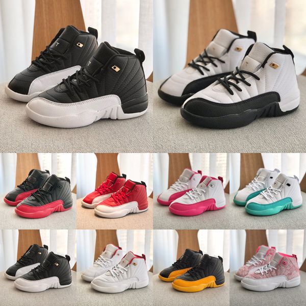 

2022 jumpman 12 kids basketball shoes 12s sneakers university gold indigo dark concord hyper royal twist royalty boys girls baby sports outd, Black