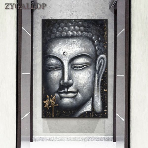 Argento Buddha Dipinti su tela Stampa Poster vintage Buddista in stile cinese Pittura murale Buddismo Immagine su tela per la decorazione domestica