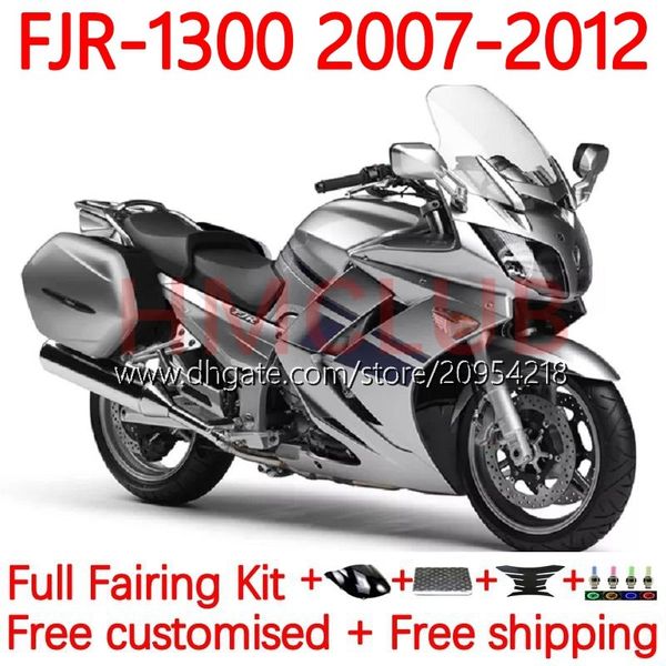 Carrozzeria OEM per YAMAHA FJR-1300 FJR 1300 A CC FJR1300A 01-12 Moto Bodys 37No.83 FJR1300 07 08 09 10 11 12 FJR-1300A 2007 2008 2009 2010 2011 2012 Kit carenatura argento lucido