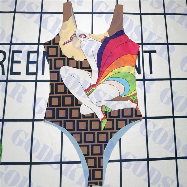 

trendy womens bikini swimming wear letter print one piece swimsuit double sided swimwear for female
