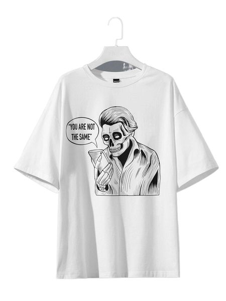 

x danielevicentini slogan graphic and skeleton figure tee d6ny#, White