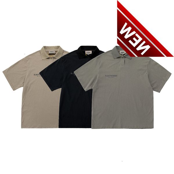 

fog feel of god double thread essentials reflective high street loose polo shirt short sleeve t-shirt for men and women, White;black