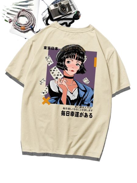 

romwe guys figure print tee b49c#, White;black