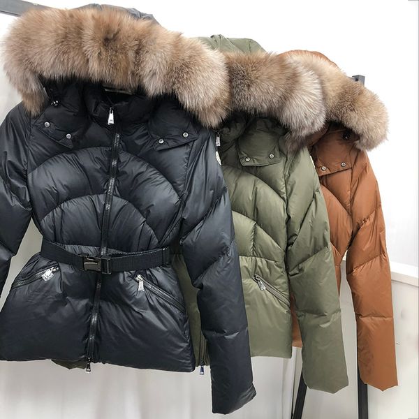 Designer feminino jackets com colarinho de pele de colarinho francês casacos de casaco de inverno com capuz