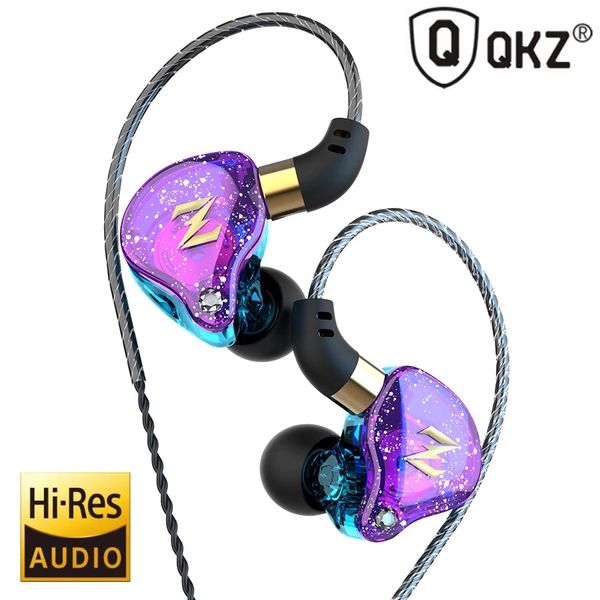 Novo fone de ouvido QKZ ZEN HiFi Bass Fones de ouvido com fio duplo dinâmico com microfone Redução de ruído Fone de ouvido Esporte Corrida Música fone