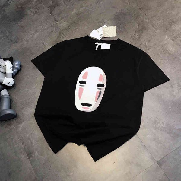 

women's t-shirt spring luojiaqianxun and wo same style lovers' faceless embroidered short sleeved t-shirt, White