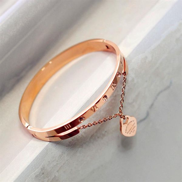 

fashion rose gold double-layer love pendant titanium steel bracelet women's classic bracelet does not fading color shipp178n, White