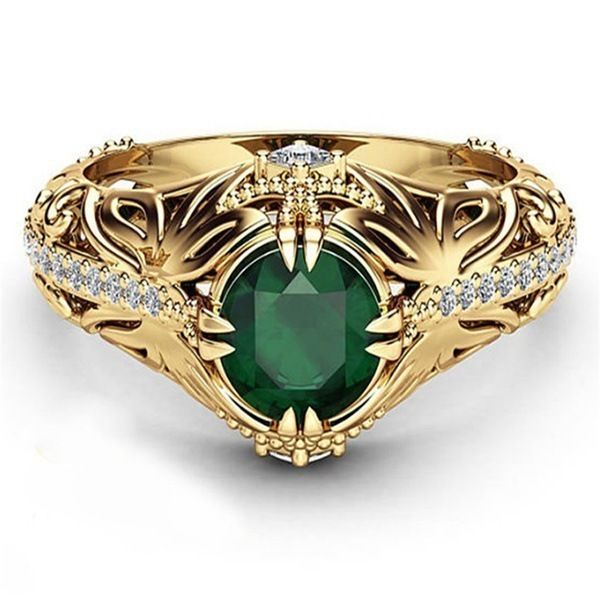 

emerald color 14k gold plated ring for woman men engagement wedding ring, Silver