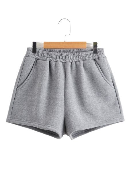 

solid elastic waist shorts o2ux#, White;black