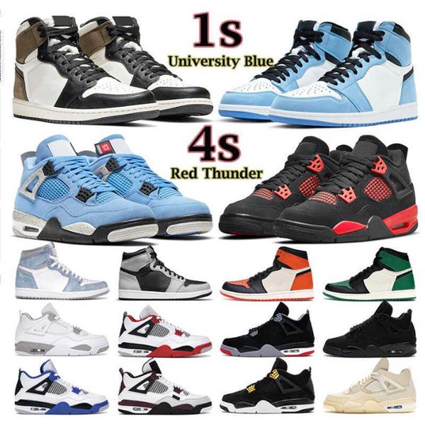 

university blue 4 4s 1s mens basketball shoes white oreo cool grey metallic purple black cat bred shimmer cactus jack infrared men women