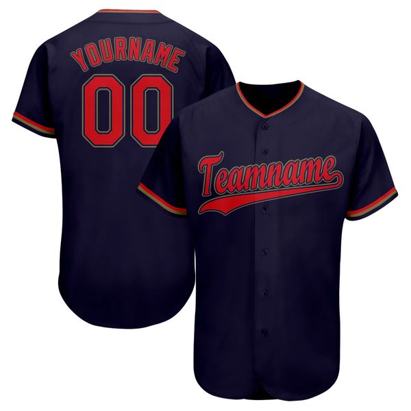 Custom Navy Red-Old 79879 Gold Baseball Trikot