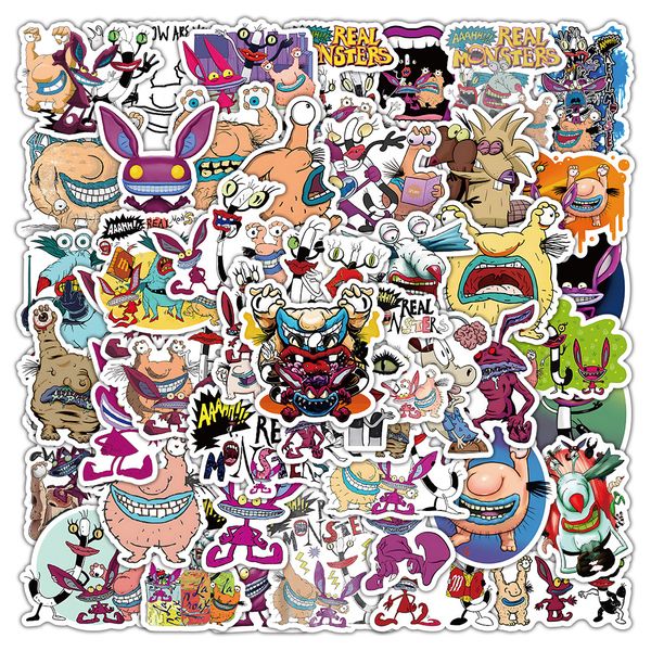 

50pcs anime aaahh real monsters sticker cartoon graffiti stickers for diy luggage lapskateboard motorcycle bicycle stickers