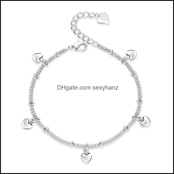 

link chain bracelets jewelry nehzy 925 sterling sier bracelet fashion woman retro simple heart shaped length 21.2cm 1173 t2 dr, Black