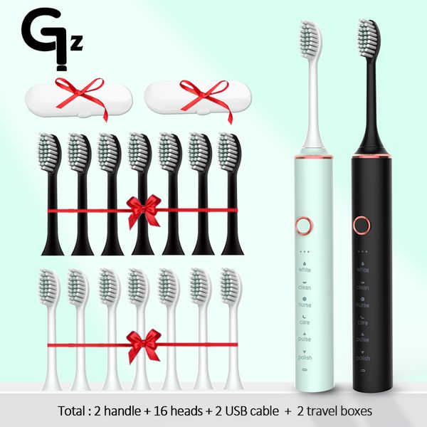 

sonic electric toothbrush ipx7 timer brush 18 mode usb charger rechargeable tooth brushes replacement heads set 220518