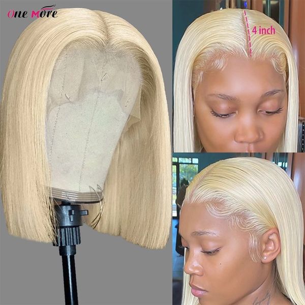 613 blonde kurze Bob-Perücke, gerade Spitze-Frontal-Perücken für schwarze Frauen, synthetische Verschluss-Perücken, tägliche Party, 180 Dichte