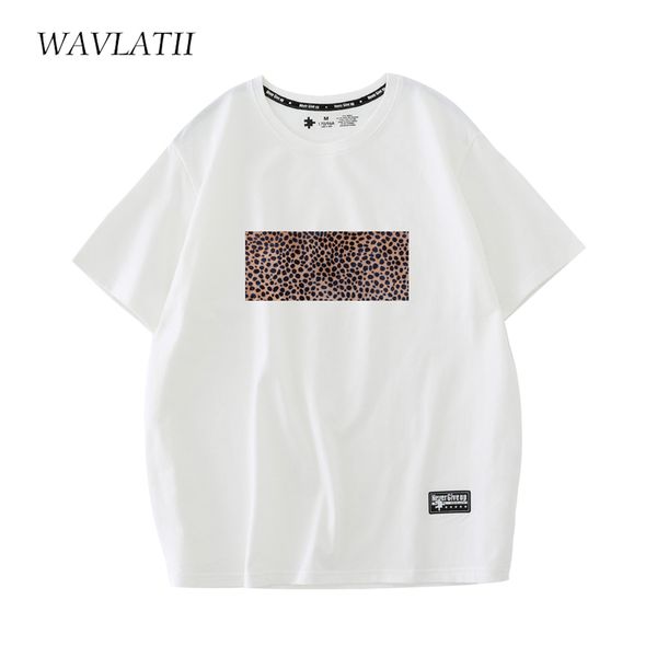 WAVLATII Frauen Leopard Gedruckt T Shirts Weibliche Weiße Mode Streetwear 100% Baumwolle Schwarz Tees Tops für Sommer WT2209 220615