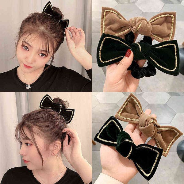 New Winter Spring Small Bow Elastic Bands Cute Girls Accessori Ribbon Corde Capelli Gum Satin Bowknot AA220323