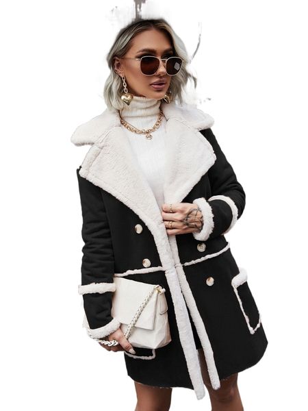 

suede lapel neck teddy-liner coat y2um#, Black